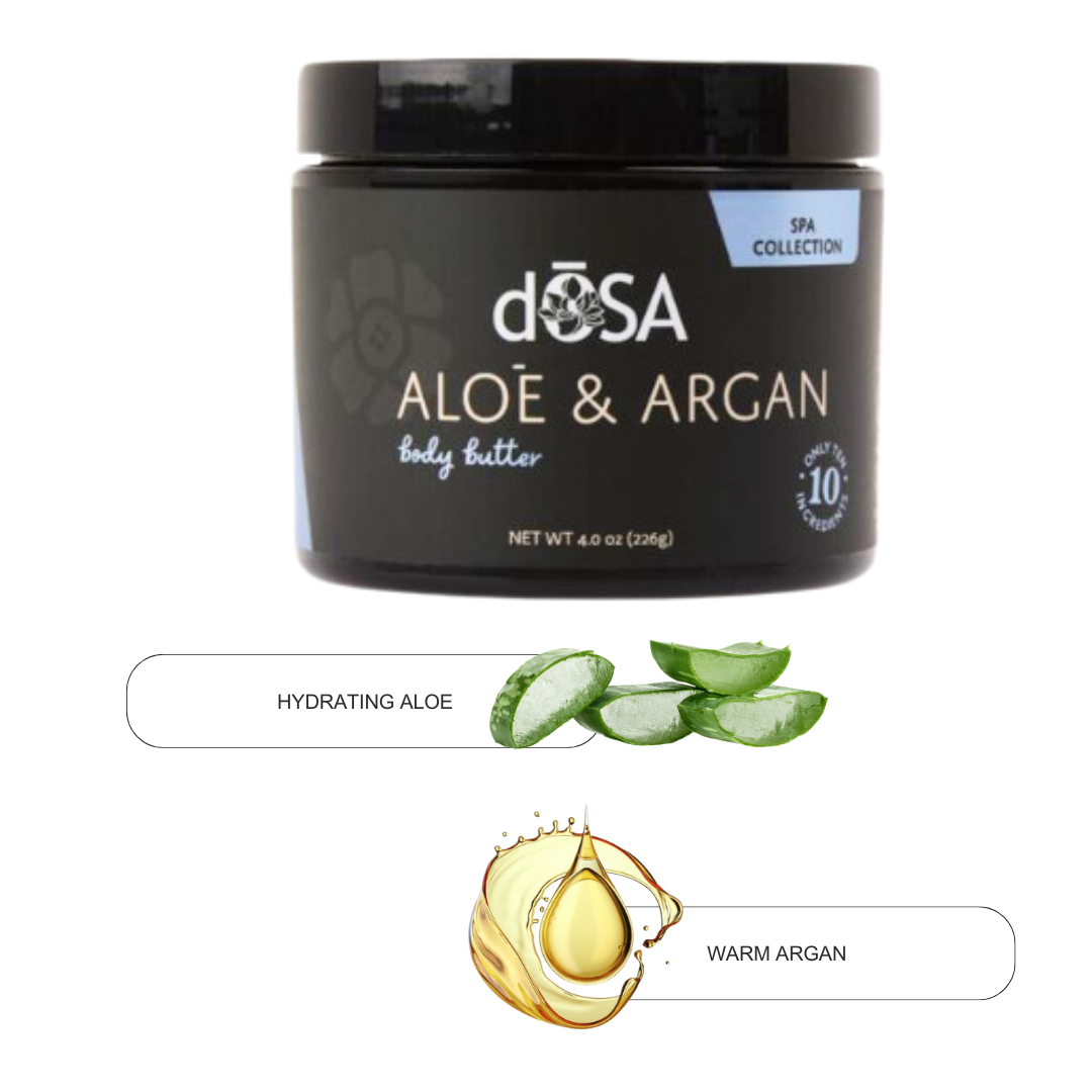 d SA Aloe & Argan Body Butter Natural Moisturizer for Dry Skin with Aloe Vera Argan Oil & Shea Butter Soothing Hydrating & Waterless Eco-Friendly 8 oz