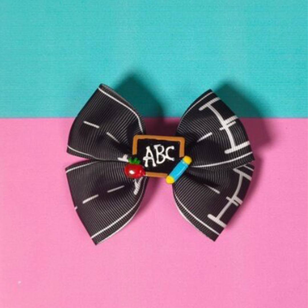 Black and White ABC Hair Bow