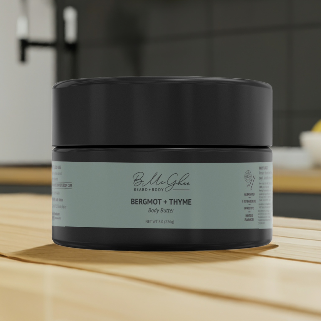 Bergmot+ Thyme Body Butter for Men – 8 oz | Energizing Hydration, Waterless & Eco-Friendly